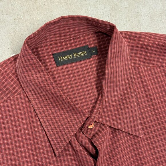 Vintage Harry Rosen Dress Shirt Rayon Check Long Sleeve Red Oversized Large - Picture 6 of 8